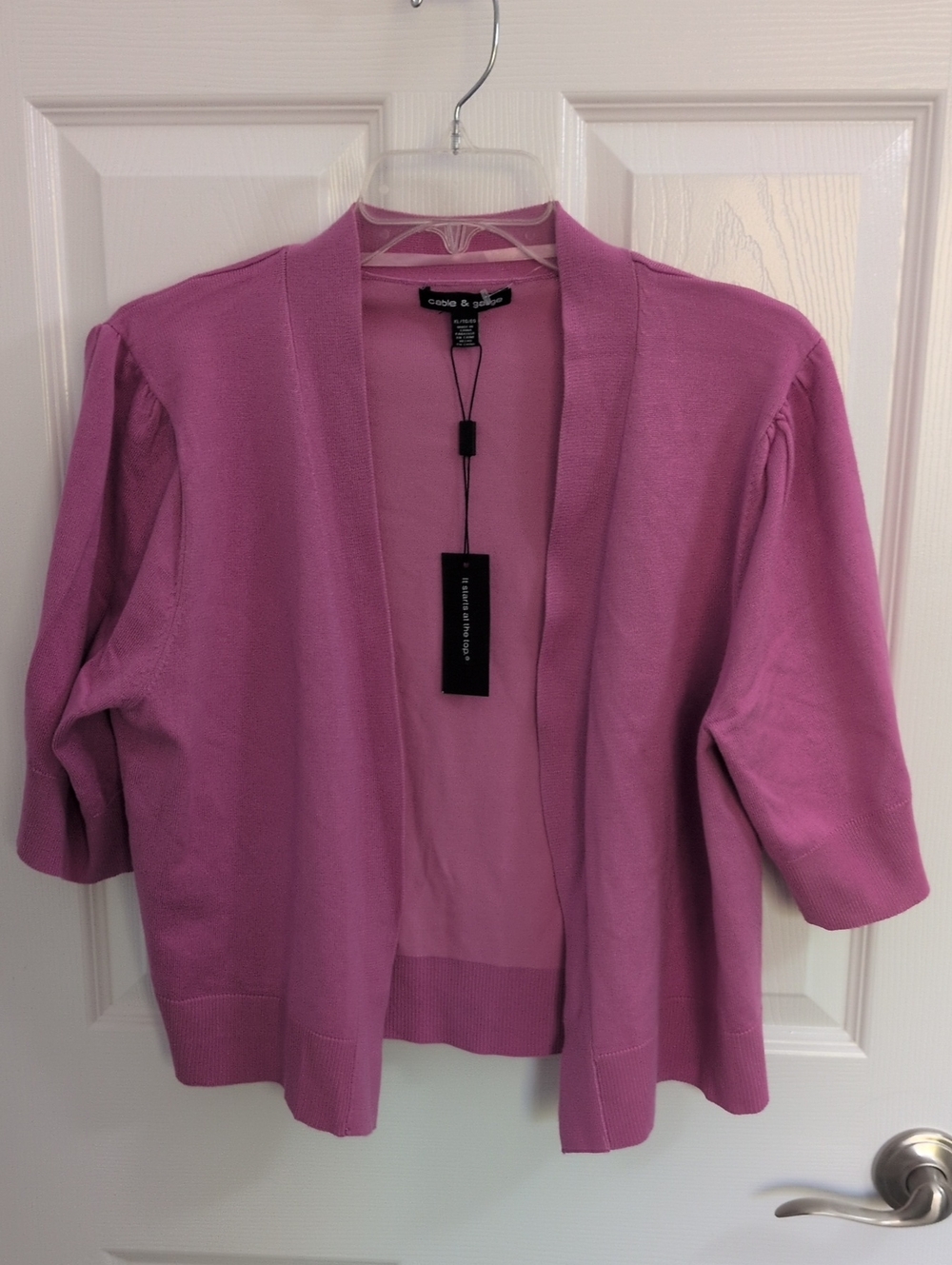 NWT Cable & Gauge Open Front Cropped Cardigan - Pink - XL